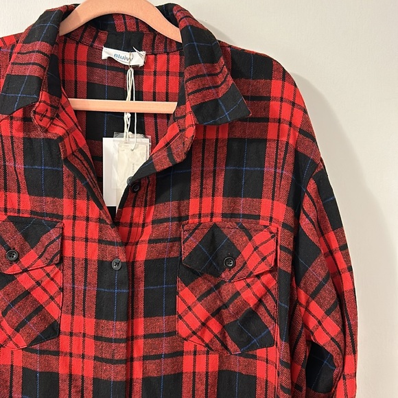 Long red plaid shacket - Picture 4 of 5